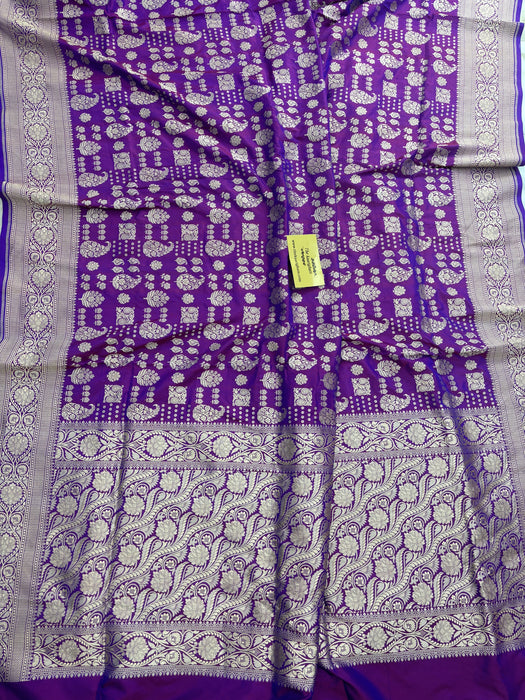 Purple Pure Katan Banarasi Handloom Saree - Kayri Work