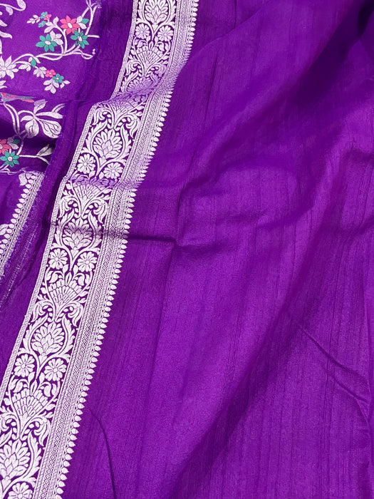Purple Tussar Georgette Banarasi Saree