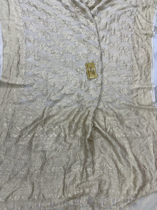 Olive Pure Khaddi Georgette Banarasi Saree -  Water Zari