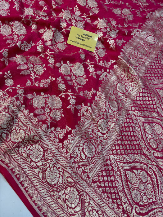 Rani Pure Khaddi Georgette Banarasi Saree -  Water Zari