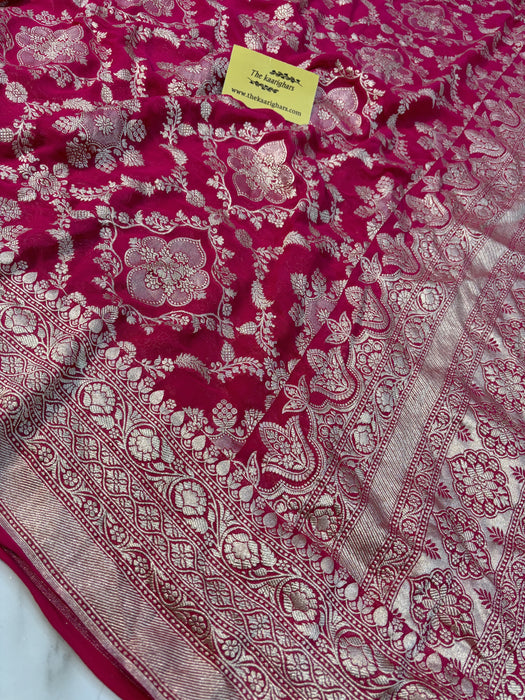 Rani Pure Khaddi Georgette Banarasi Saree -  Water Zari