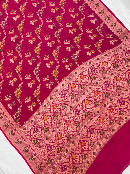 Rani Pure Khaddi Chiffon Banarasi Saree