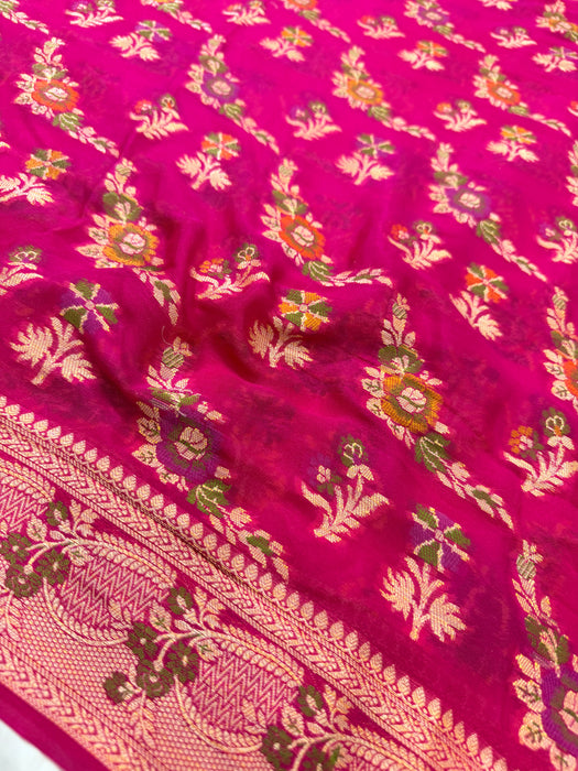 Rani Pure Khaddi Chiffon Banarasi Saree