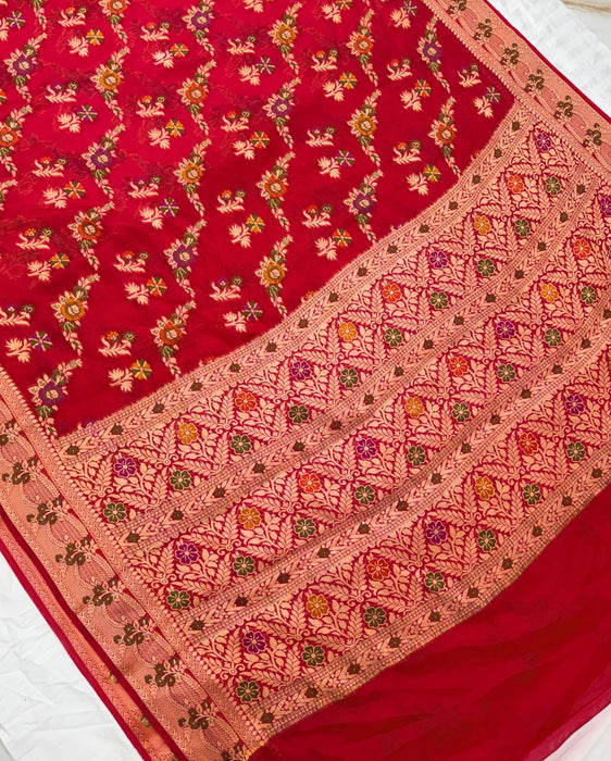 Pure Khaddi Chiffon Banarasi Saree