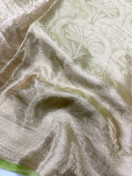 Hazel Green Pure Banarasi Tissue Handloom Saree - Designer Brocade