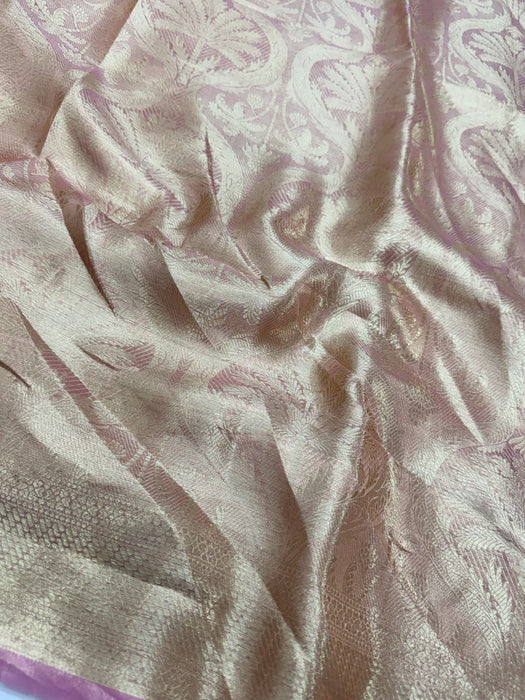 Pink Pure Banarasi Tissue Handloom Saree - Designer Brocade