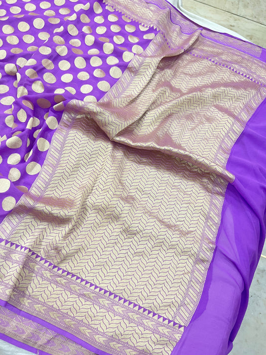 Pure Khaddi Georgette Banarasi Saree - Water zari