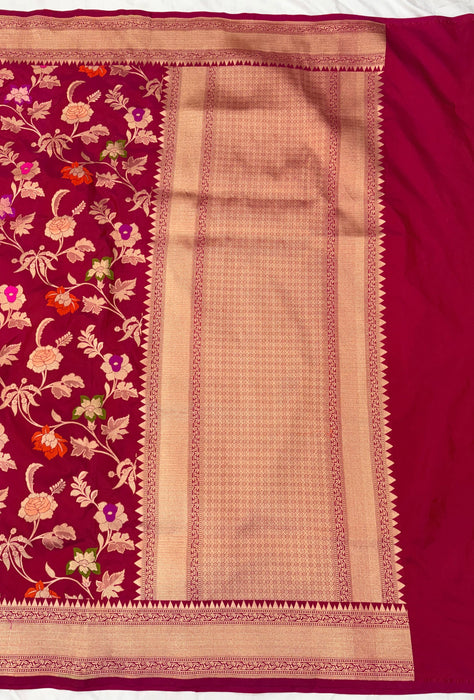 Rani Pure Katan Banarasi Handloom Saree - Meenakari Work