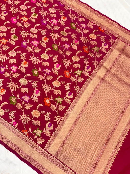 Rani Pure Katan Banarasi Handloom Saree - Meenakari Work