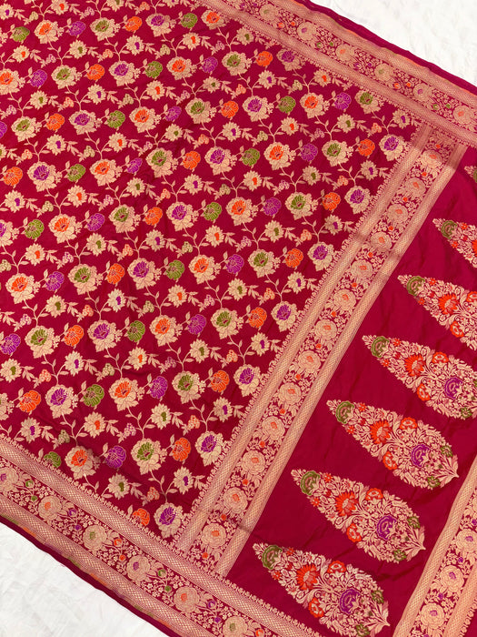 Rani Pure Katan Banarasi Handloom Saree - Meenakari Work