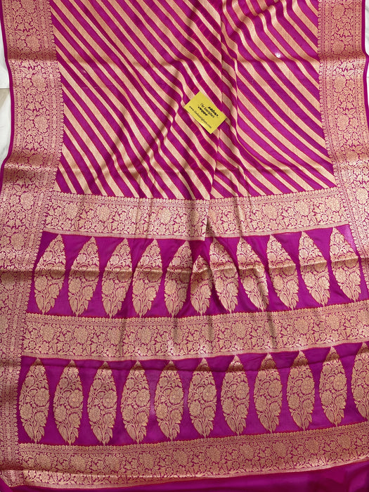 Dirty Pink Pure Khaddi Chiffon Banarasi Saree