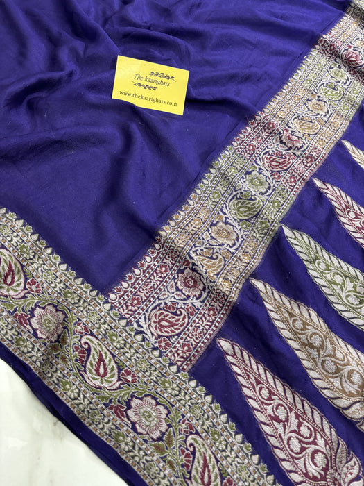 Navy Pure Khaddi Chiffon Banarasi Saree