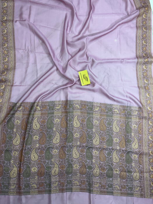 Mauve Pink Pure Butter Crepe Banarasi Saree