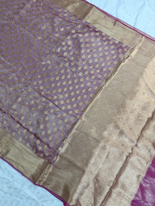 Pink Pure Tissue Chiniya Banarasi Handloom Saree