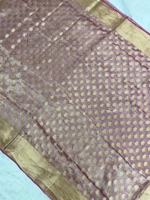Pink Pure Tissue Chiniya Banarasi Handloom Saree
