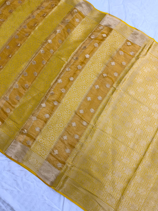 Yellow Pure Tissue Chiniya Banarasi Handloom Saree