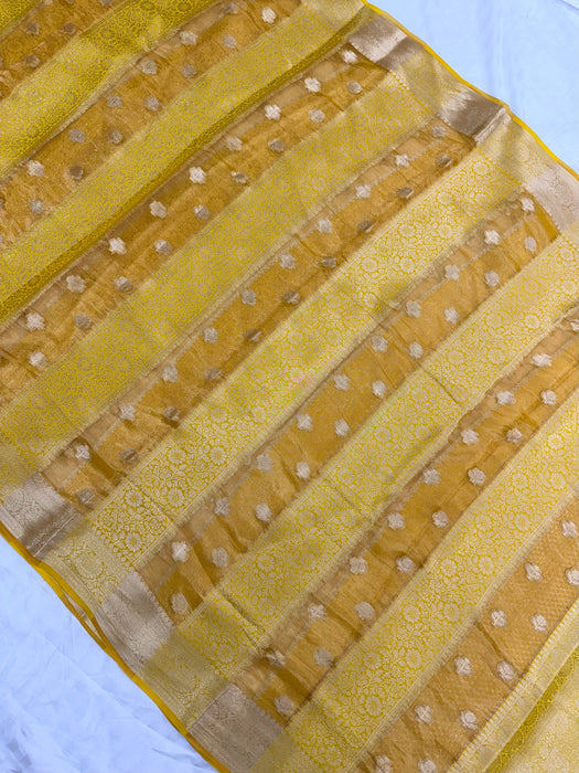 Yellow Pure Tissue Chiniya Banarasi Handloom Saree