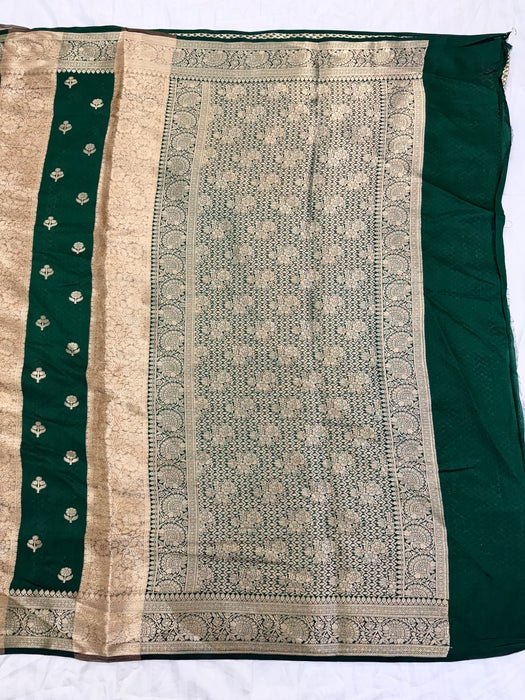 Green Pure Tissue Chiniya Banarasi Handloom Saree