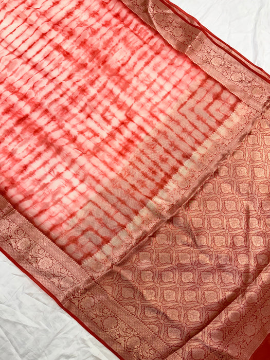 Red Pure Kora Organza Banarasi Handloom Saree