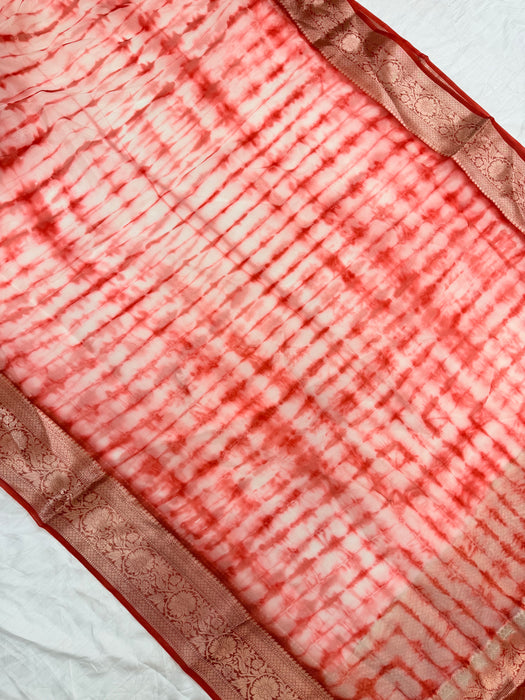 Red Pure Kora Organza Banarasi Handloom Saree