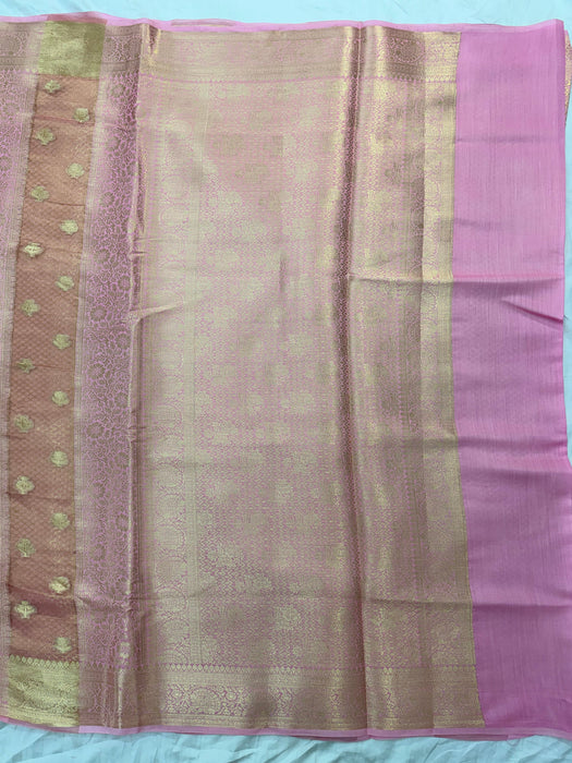 Pink Pure Tissue Chiniya Banarasi Handloom Saree