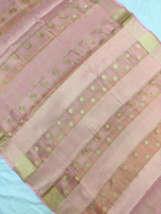 Pink Pure Tissue Chiniya Banarasi Handloom Saree