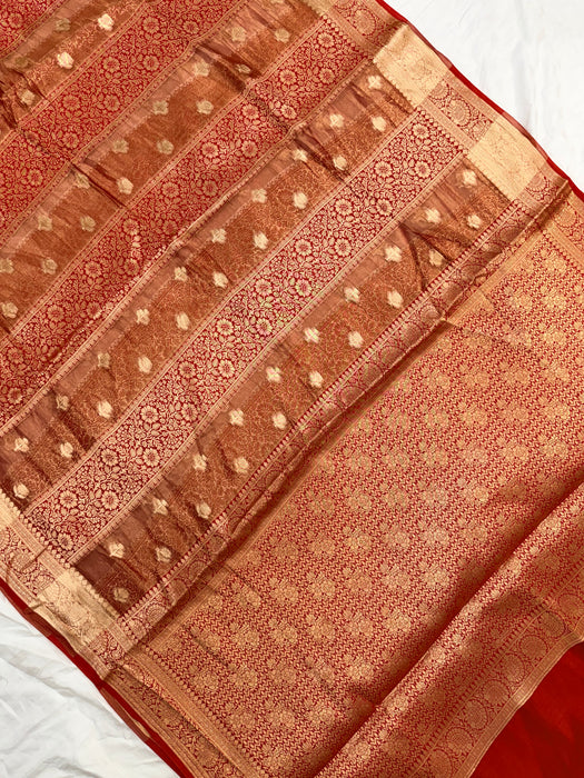 Red Pure Tissue Chiniya Banarasi Handloom Saree
