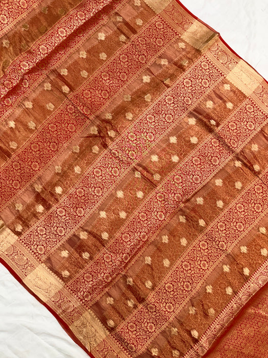 Red Pure Tissue Chiniya Banarasi Handloom Saree