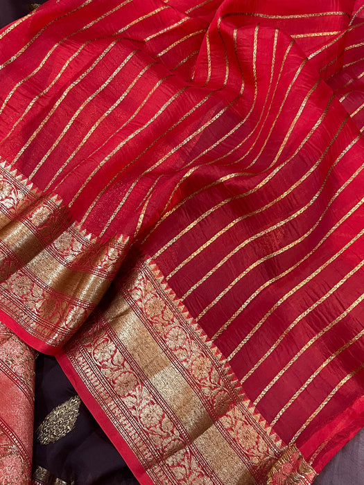 Black Pure Kora Banarasi Handloom Saree