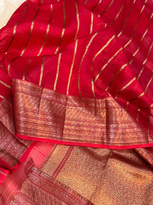 White Pure Kora Banarasi Handloom Saree