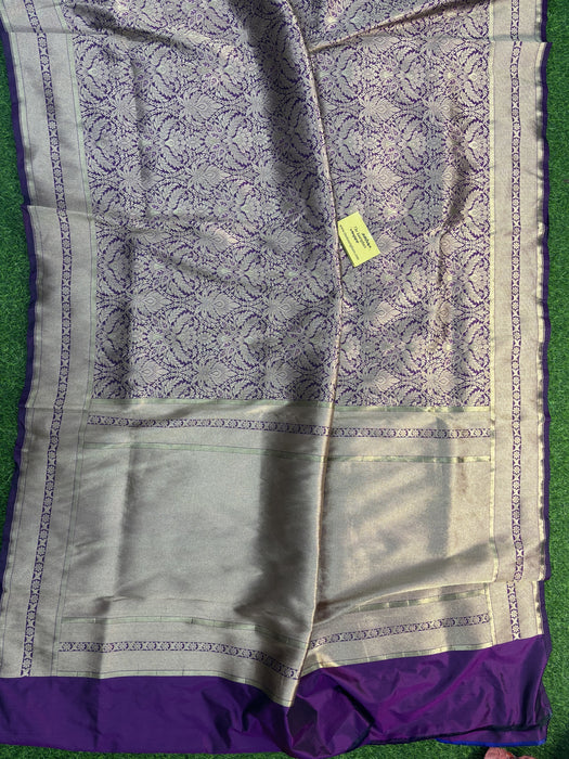 Magenta Pure Katan Silk Banarasi Handloom Saree - Brocade work