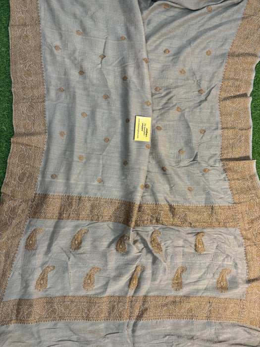 Tussar Georgette Banarasi Handloom Saree - Antique Zari