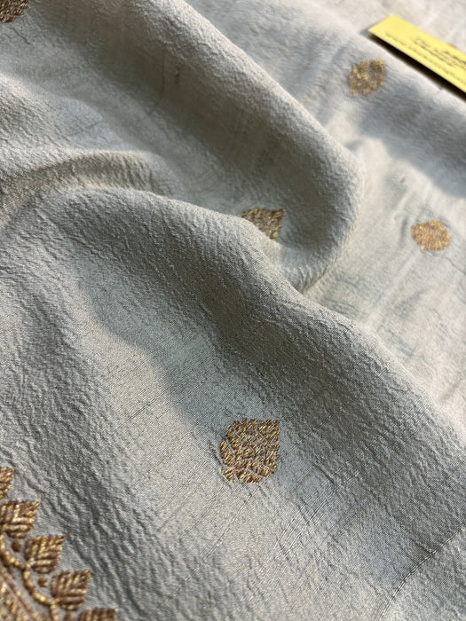 Tussar Georgette Banarasi Handloom Saree - Antique Zari