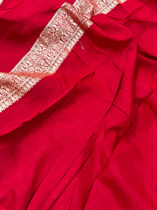 German Red Tussar Georgette Banarasi Saree