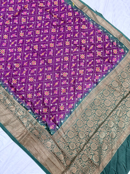 Magenta Pure Cotton Banarasi Handloom Saree - All over Embroidery