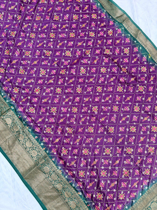 Magenta Pure Cotton Banarasi Handloom Saree - All over Embroidery
