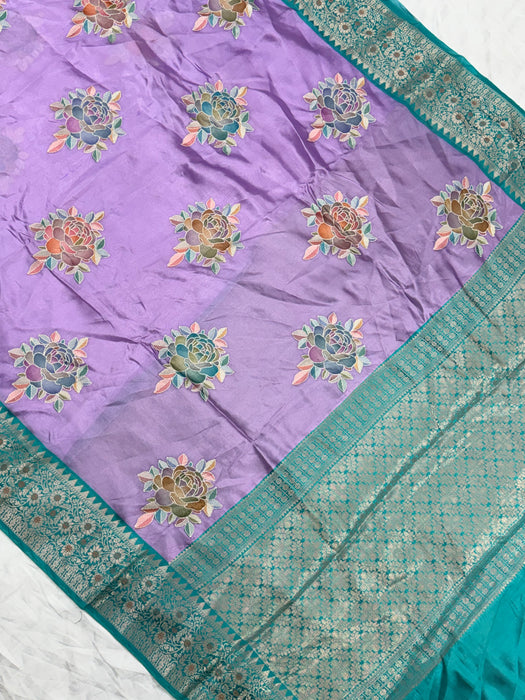 Pure Mango Banarasi Handloom Saree - Hand Thread work