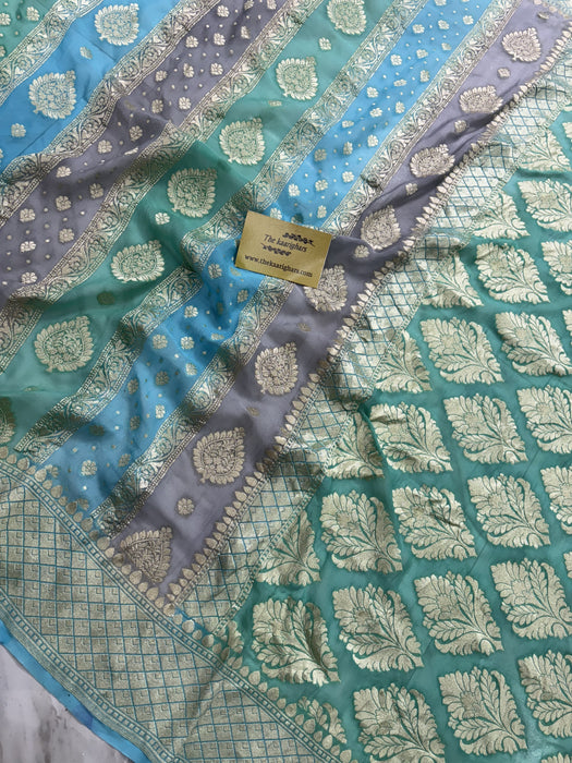 Rangkat Khaddi Georgette Banarasi Handloom Saree - Hand Meenakari