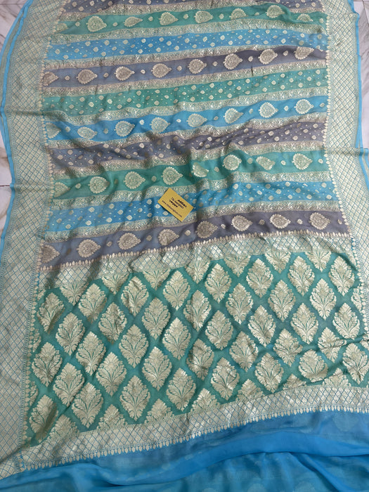 Rangkat Khaddi Georgette Banarasi Handloom Saree - Hand Meenakari
