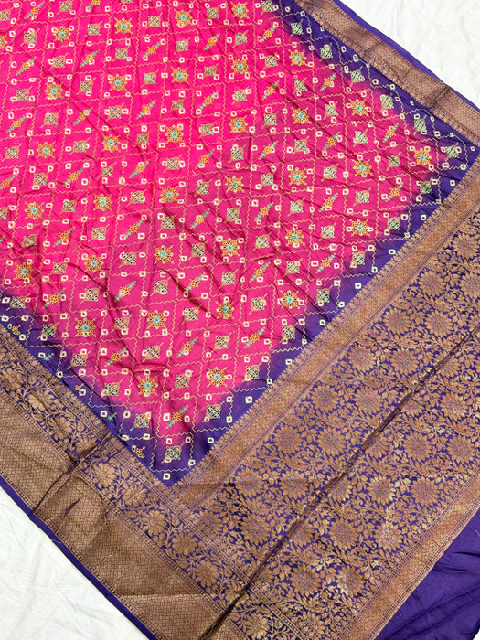 Rani Pure Cotton Banarasi Handloom Saree - All over Embroidery