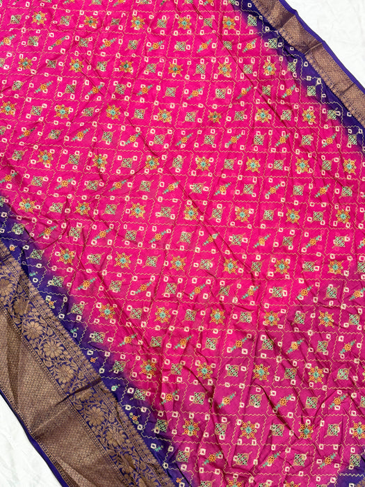 Rani Pure Cotton Banarasi Handloom Saree - All over Embroidery
