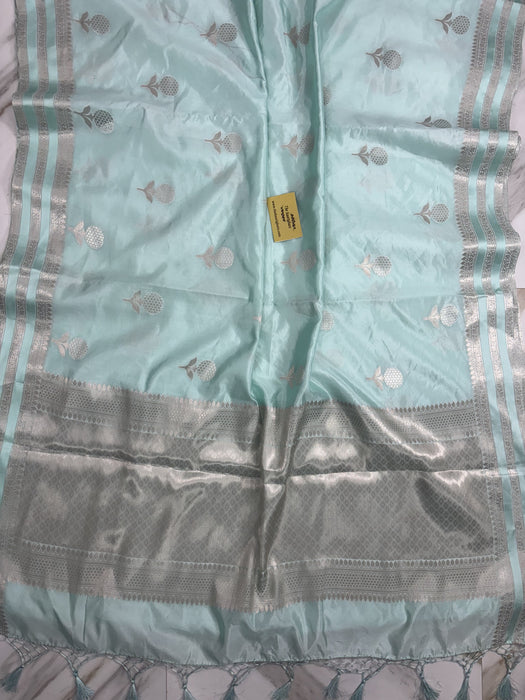 Glacier Pure Raw Mango Katan Banarasi Handloom Saree