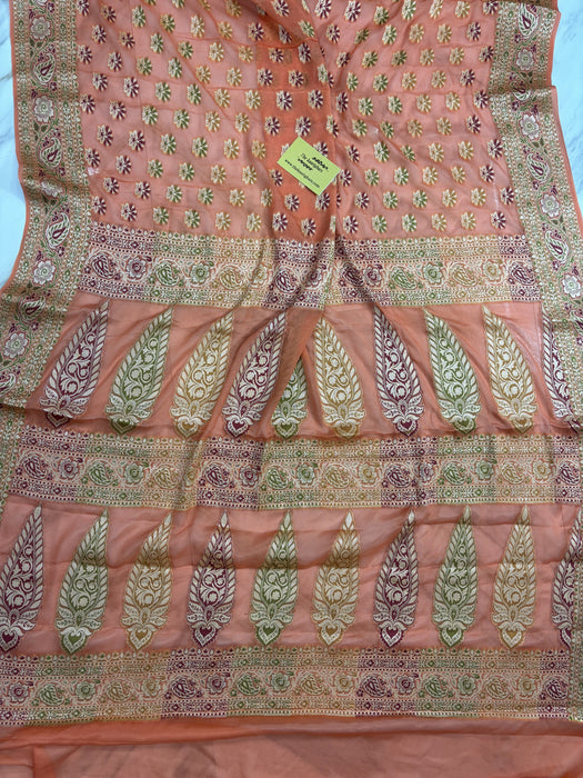 Pure Khaddi Chiffon Banarasi Saree - Meenakari Work