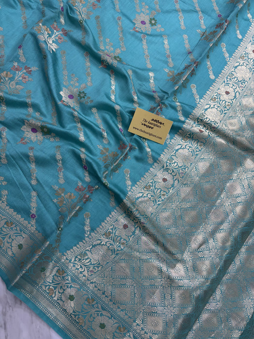 Blue Pure Chiniya Banarasi Handloom Saree