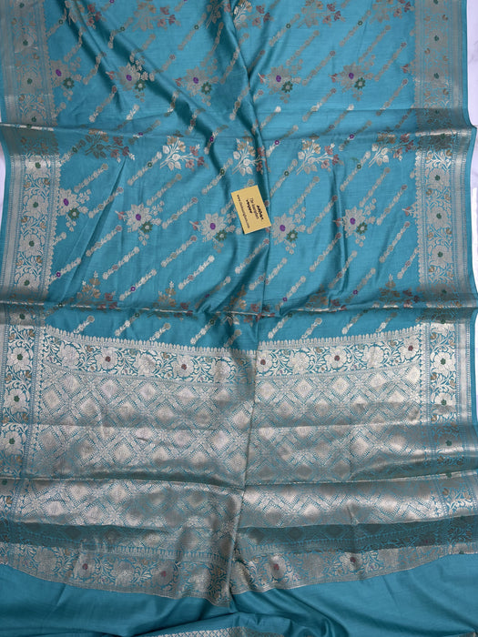 Blue Pure Chiniya Banarasi Handloom Saree