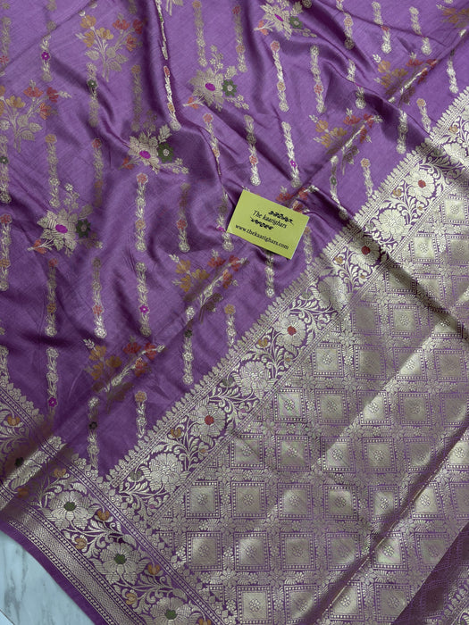Italian lavender Pure Raw Mango Banarasi Handloom Saree