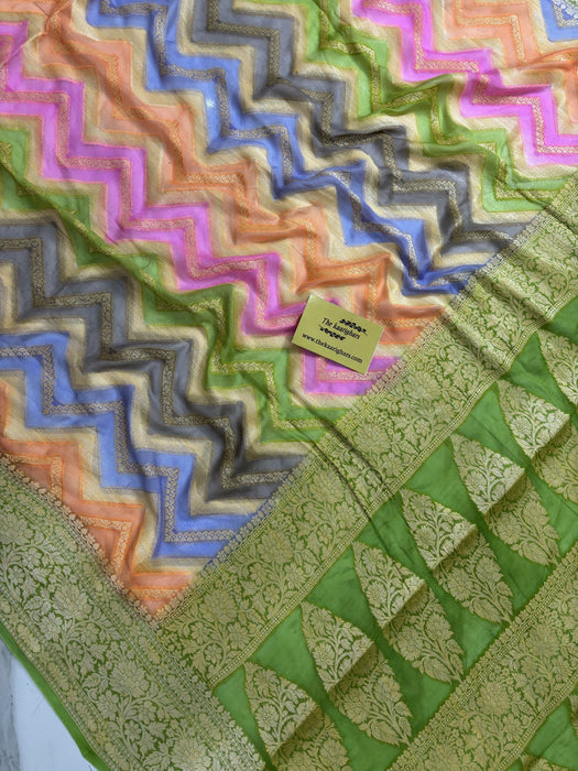 Rangkat Pure Khaddi Chiffon Banarasi Saree - Hand Meenakari Work