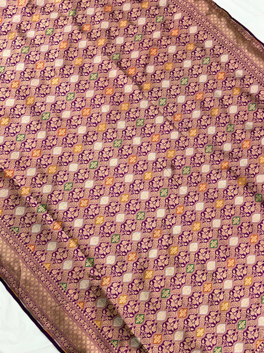 Magenta Pure Katan Banarasi Handloom Saree - Meenakari Brocade Work