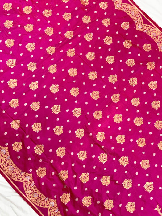 Rani Pure Katan Sona Roopa Banarasi Handloom Saree - Designer Border