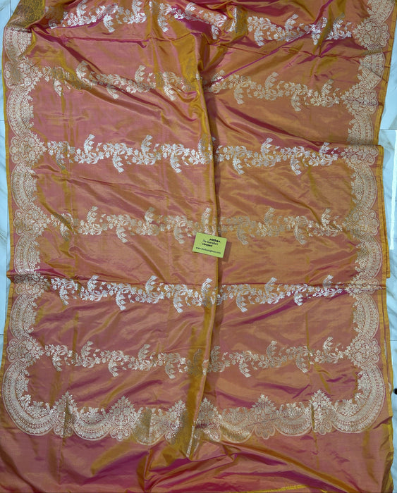 Dual Shade Pure Katan Banarasi Handloom Saree - Kadiyal Jaal Work